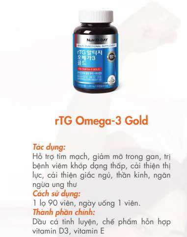 rTG Omega 3 gold nutri d day  hổ trợ tim mạch, giảm mỡ trong gan,..