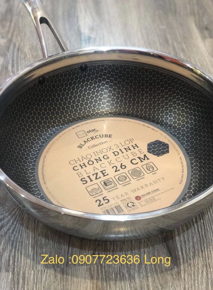 Chảo sâu lòng tổ ông fivestar inox cao cấp - 3 lớp siêu chống trày size 26cm - 28cm - 30cm