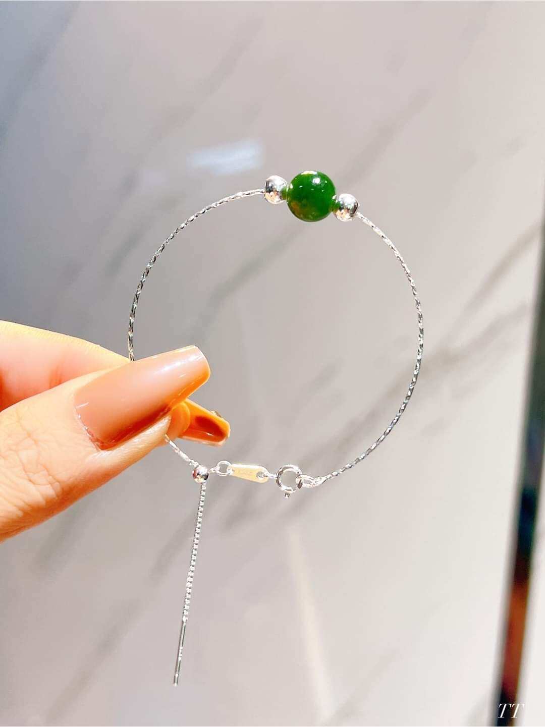 Vòng tay bạc ta  xỏ đá lu thống phong thủy (không đá)