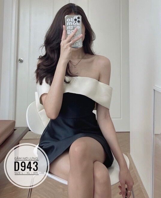 [Ảnh thật] 60-90kg Bigsize ĐẦM NƠ LƯNG TRỄ VAI D943