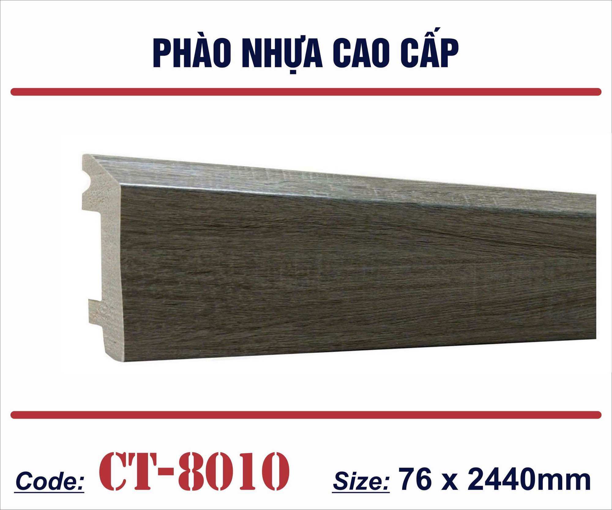 Phào Nhựa Chân Tường Vuông PS Cao Cấp 8cm - Len Chân Tường Chống Nước, Vân Gỗ, 17 Màu, 122cm