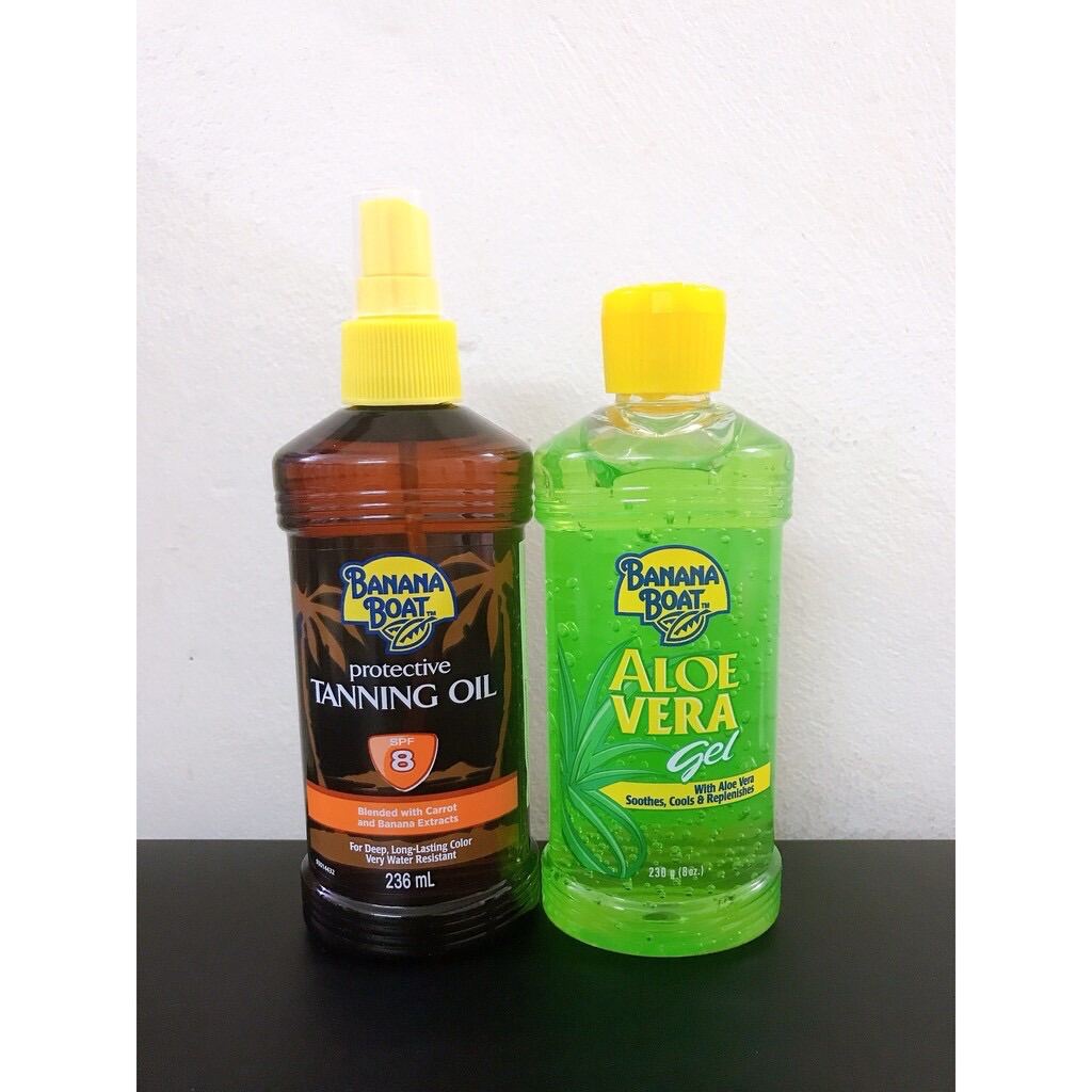 [Combo] 1 Dầu Phơi Nắng Banana Boat Tanning Oil Spf8 + 1 Gel Banana Boat Lô Hội Dưỡng Da Aloe Vera 230Ml