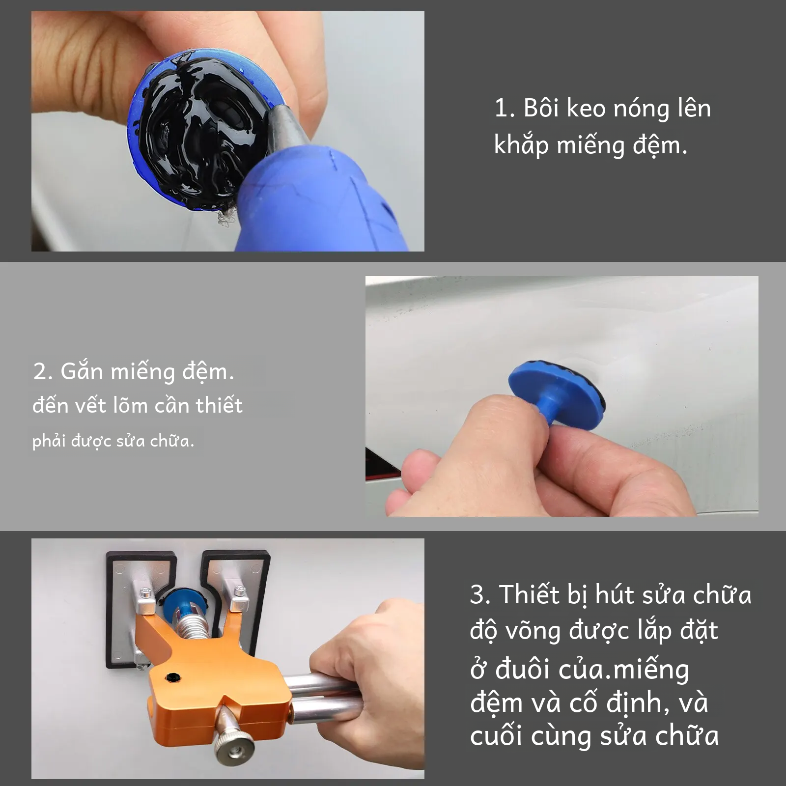 Paintless cơ thể Dent sửa chữa Kit cầu puller Phụ kiện bao gồm 30 puller Tab cốc hút