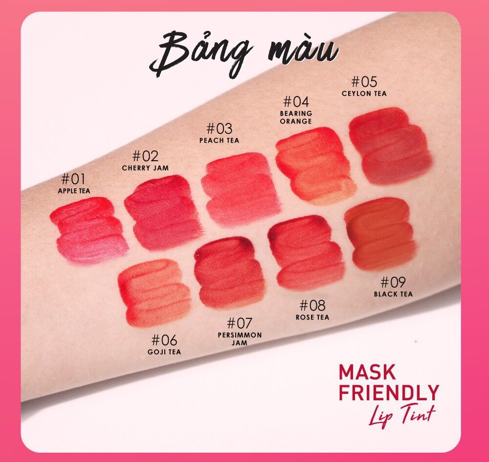 [Full màu] Son Tint Lì Baby Bright Mask Friendly Lip Tint