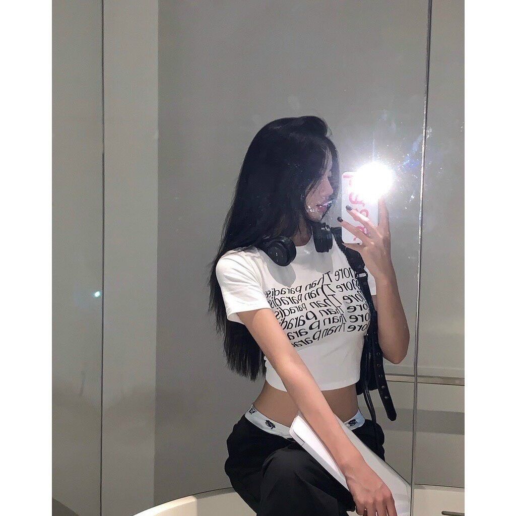 ÁO KIỂU THUN GÂN IN CHỮ CROTOP MO91
