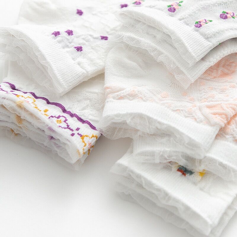 [HCM]Set 5 đôi vớ thêu hoa nhí