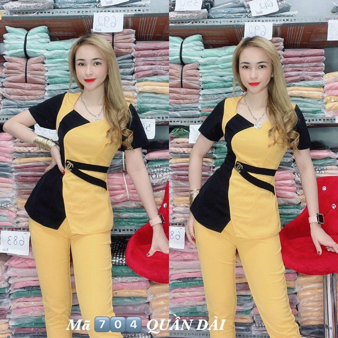 Bộ quần dài thun cát hàn kiểu dáng trẻ trung