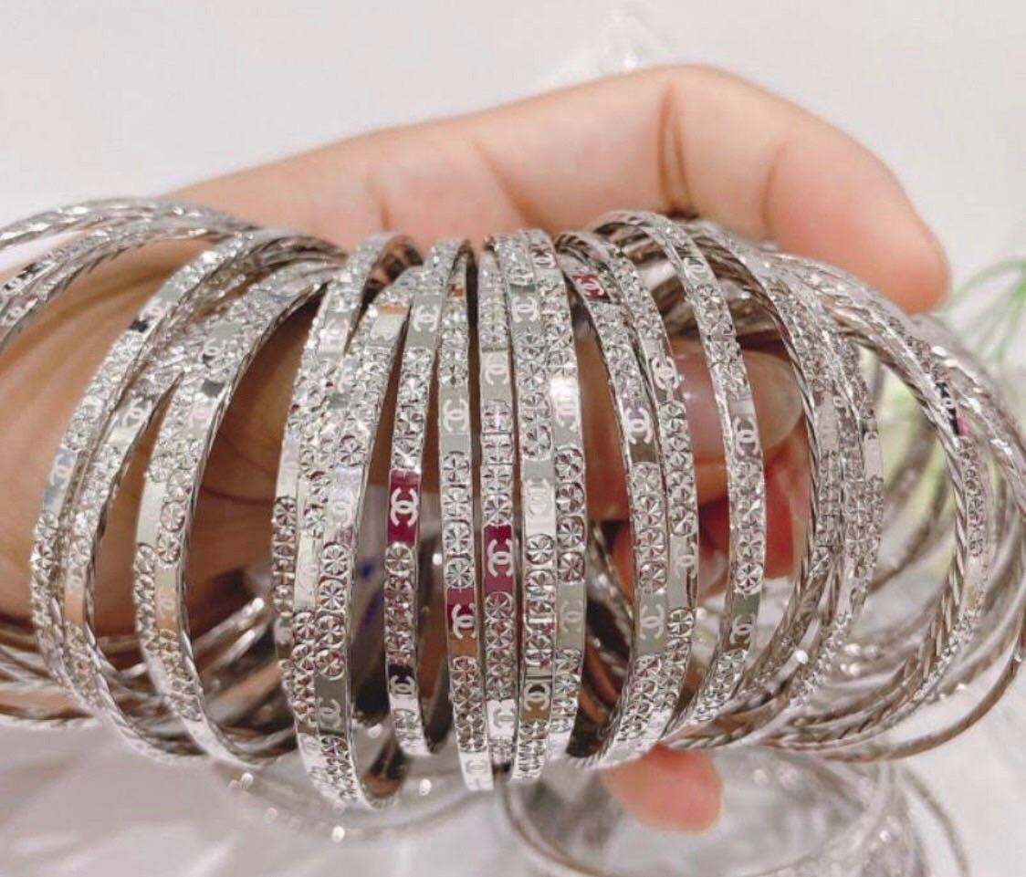 Vòng ximen cao cấp mạ bạch kim khoá vàng thật bộ 7 chiếc cực đẹp Mã 02