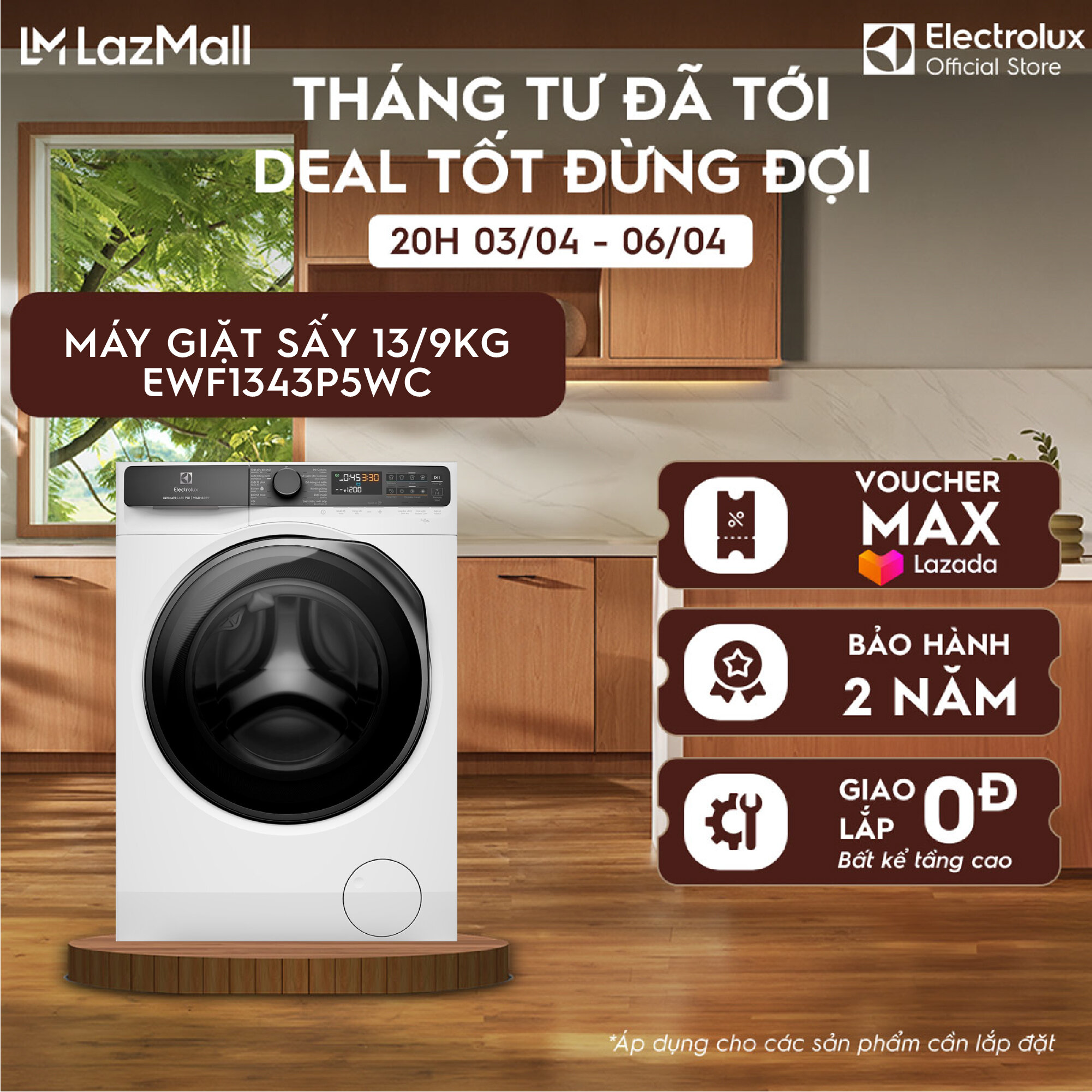 [MỚI] Máy Giặt Cửa Ngang Electrolux 13kg UltimateCare 500 EWF1343P5WC EcoInverter - Miễn phí Giao lắp toàn quốc