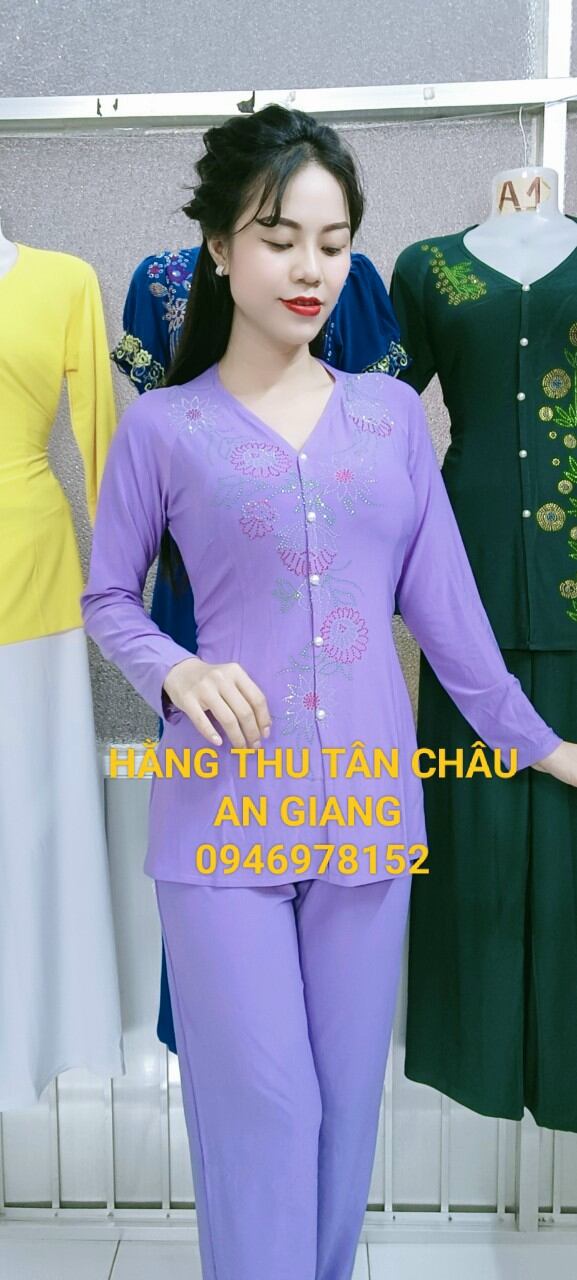 Bộ bà ba đính đá hoa hướng dương ống nhỏ