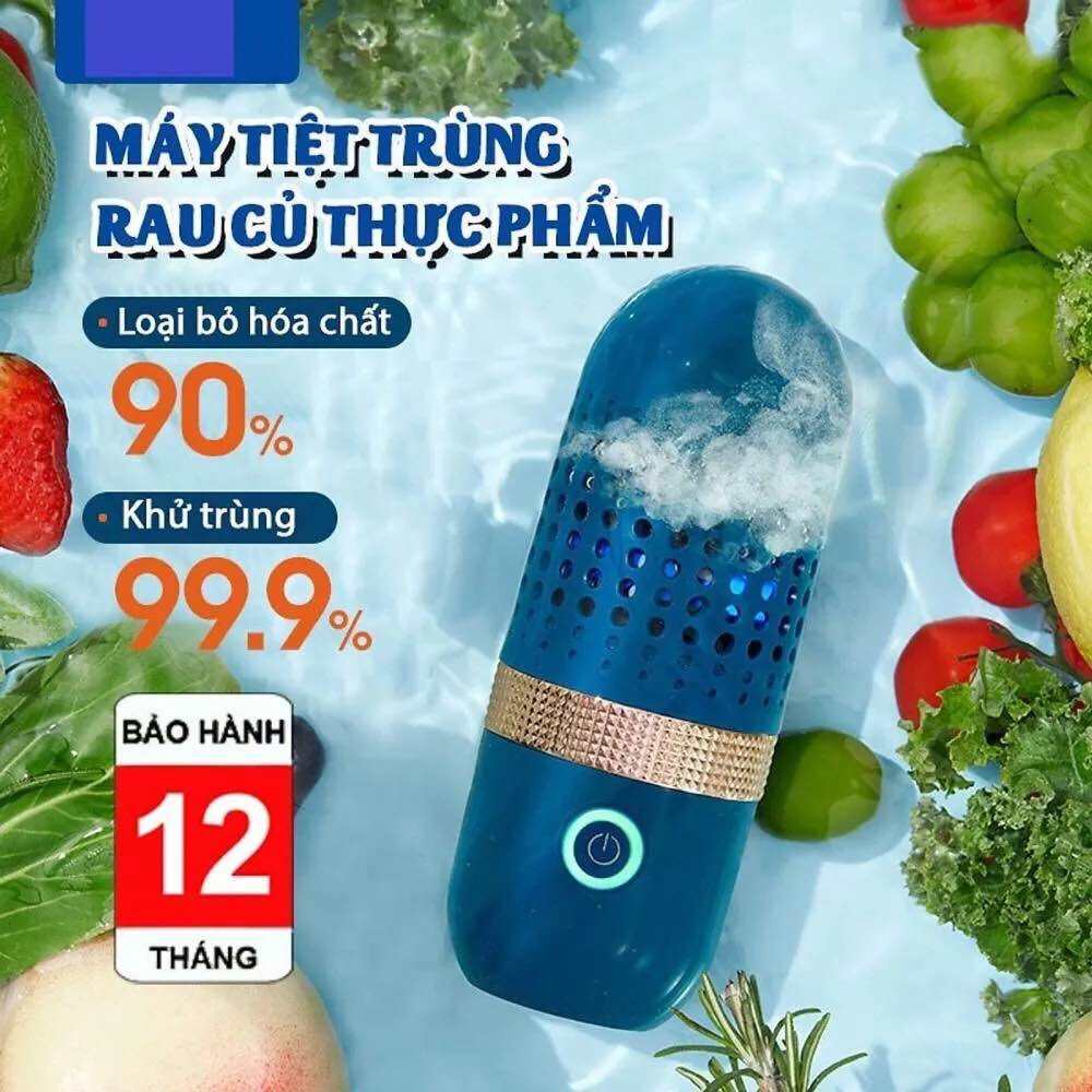 [Chính Hãng] Máy Khử Trùng Nano Hoa Quả Thực Phẩm - Máy Làm Sạch Rau Củ, Loại Bỏ Vi Khuẩn Và Thuốc Trừ Sâu . Máy Tiệt Trùng Công Nghệ Thông Minh Không Dây Sử Dụng Cho Gia Đình Chính Hãng