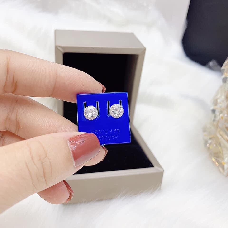 Bông tai nụ đá bạc ta