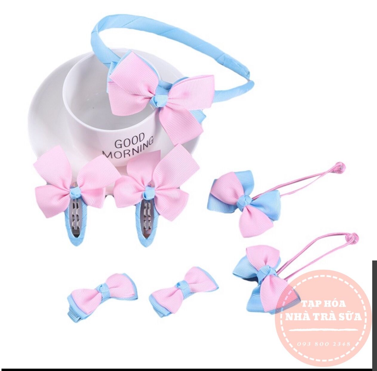 Bộ 7 món nơ cài tóc bé gái