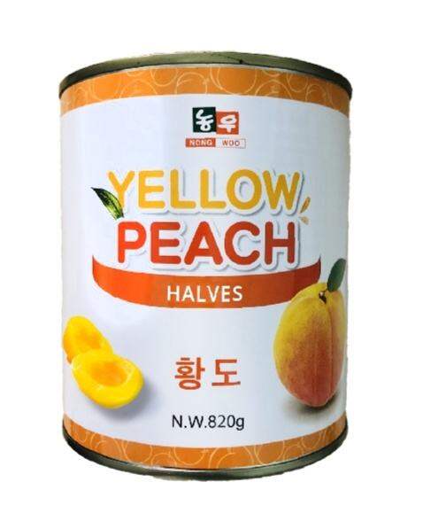 Đào ngâm Nong Woo Yealow Peach Hàn Quốc lon 820g có nắp khui