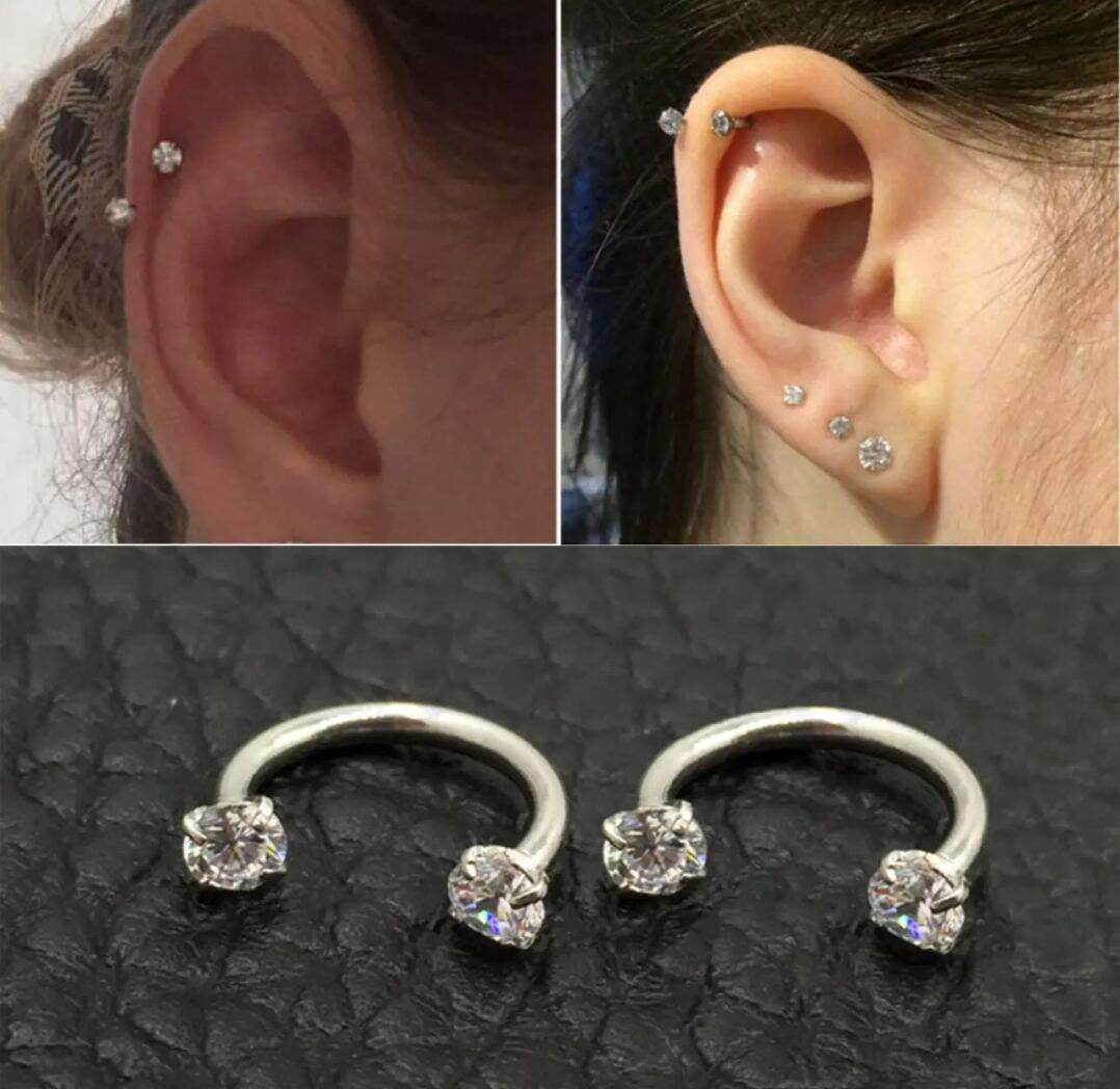 Khuyên chữ U đính đá - Khuyên Chữ U Đá Trấu - Khuyên thép y tế không gỉ - Khuyên đeo tai, septum, môi,...