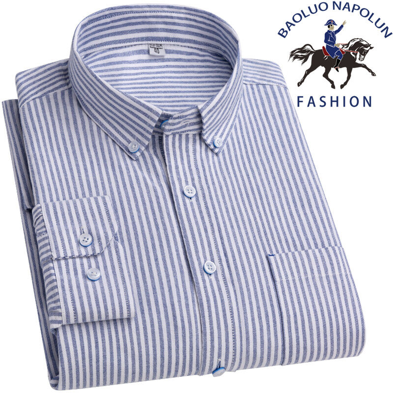 Áo Sơ Mi Polo Cotton Chất Liệu Oxford Áo Sơ Mi Cotton Cho Nam Thanh Niên Trung Niên Tay Dài Trang Phục Nam Kẻ Ca Rô Thường Ngày Trung Niên Sành Điệu Cỡ Lớn