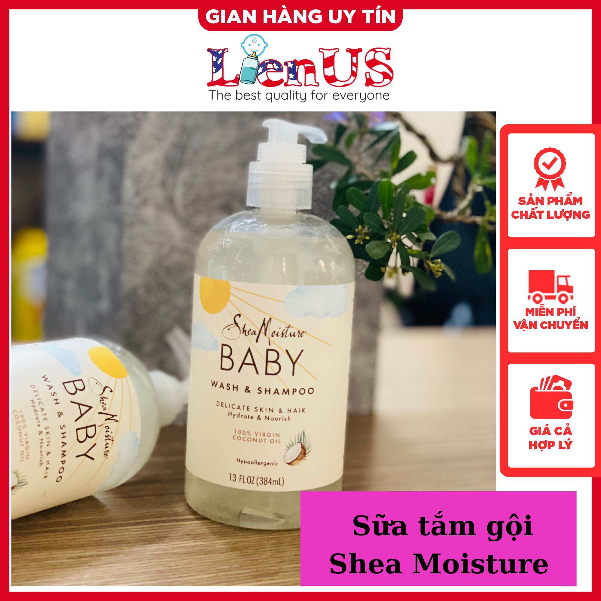 Sữa Tắm Gội Cho Bé Shea Moisture Mỹ Dừa - Coconut Oil (384ml)