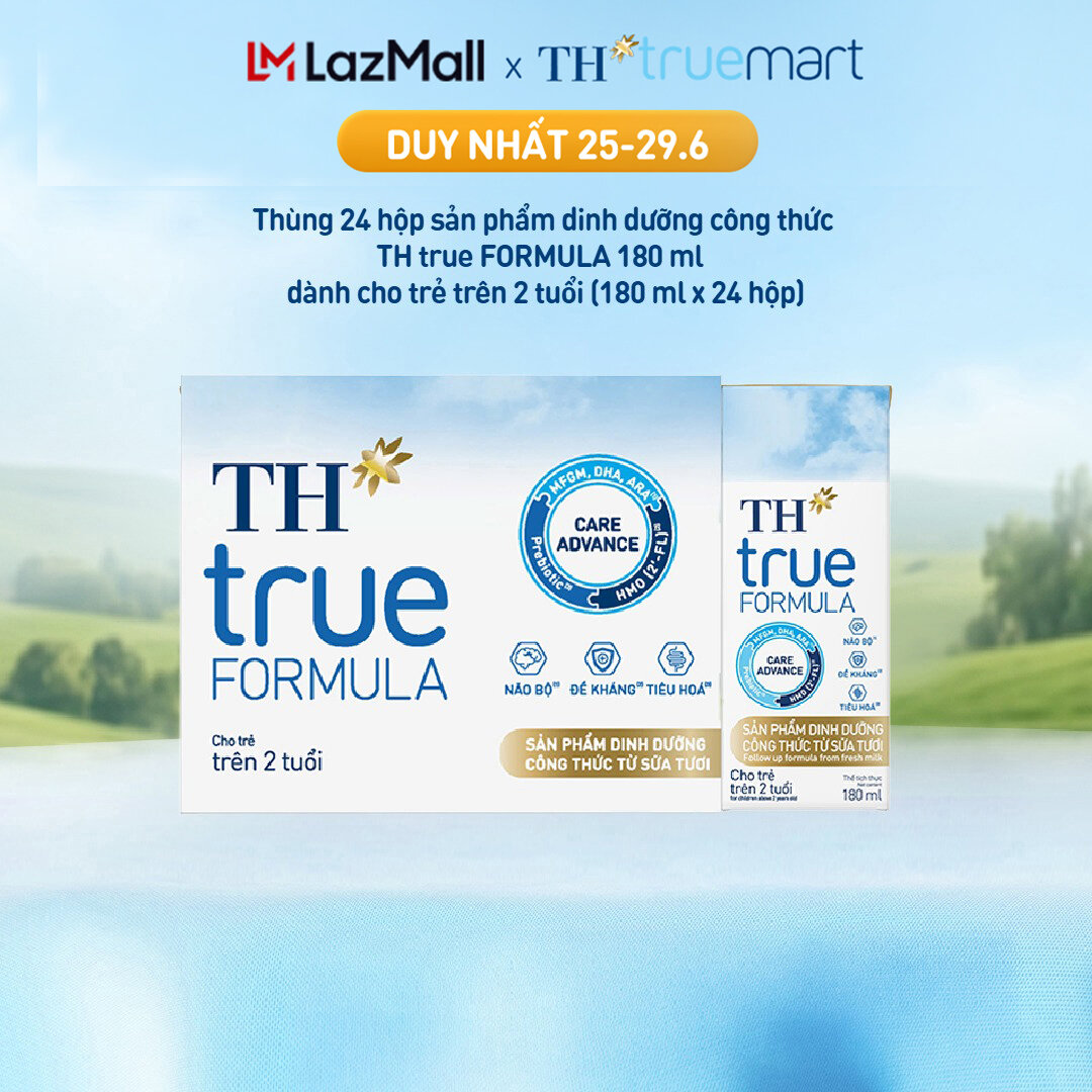 Thùng 24 hộp sản phẩm dinh dưỡng công thức từ sữa tươi dành cho trẻ trên 2 tuổi TH true FORMULA 180 ml (180 ml x 24)