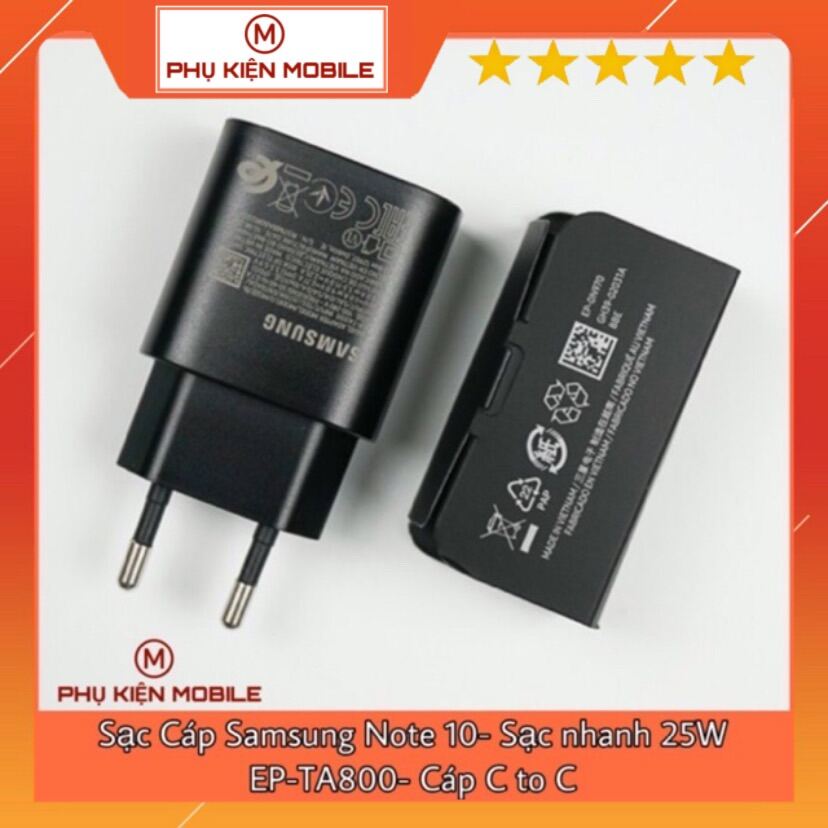 Bộ Sạc Cáp Samsung Note 10 Zin - Sạc Nhanh 25W- Cáp C To C- Dành Cho Samsung Galaxy S10 5G