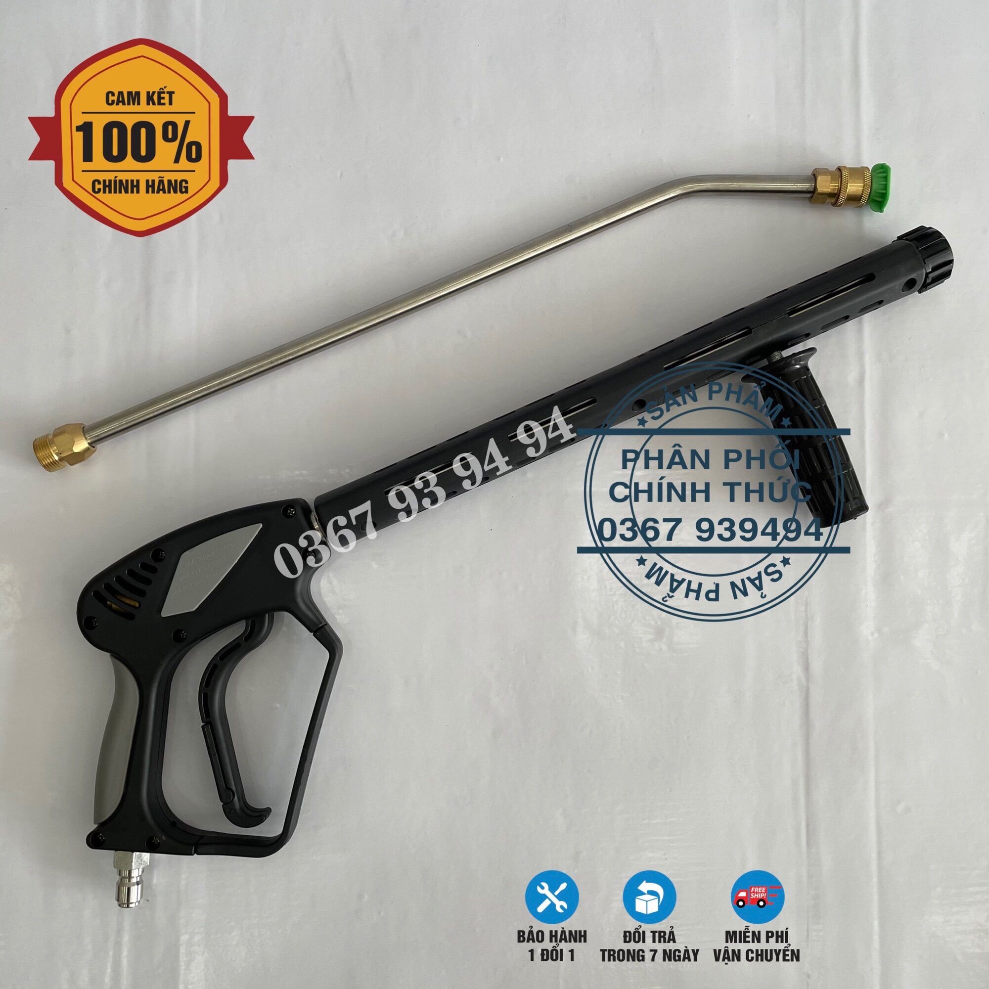 Súng rửa xe siêu áp , áp lực 5000psi , ống dài cao cấp - tặng kèm 1 béc rửa