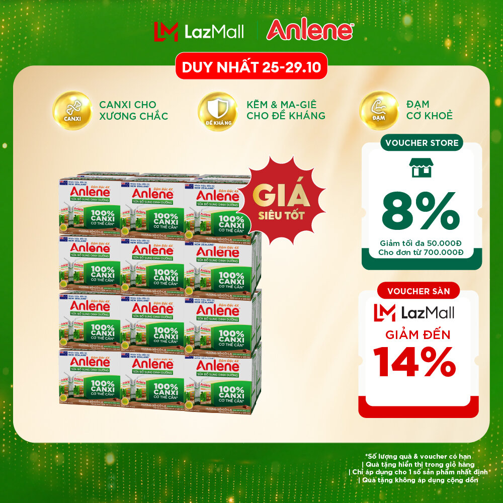[Voucher giảm đến 26%]Combo 2 Thùng Sữa Nước Anlene Hương Socola 110Ml