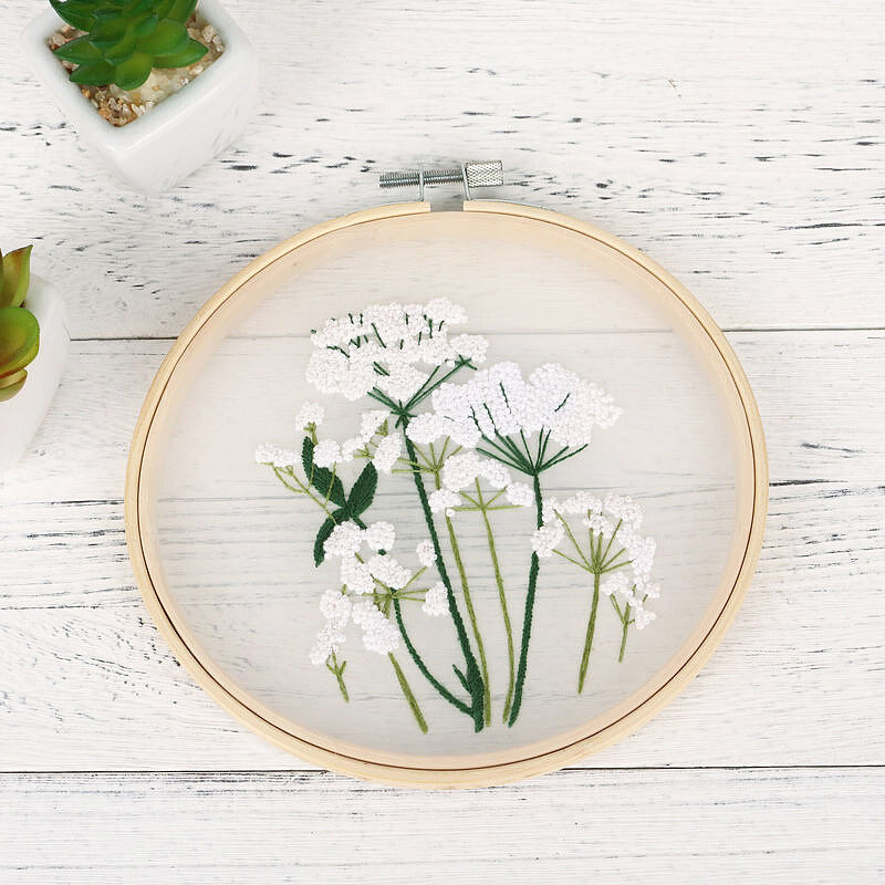 Bộ Dụng Cụ Thêu DIY Hoa Trắng Mô Hình Cây Cối Bộ Dụng Cụ Thêu Chữ Thập Bộ Dụng Cụ Thủ Công Thủ Công Dụng Cụ May Vá Dành Cho Người Mới Bắt Đầu