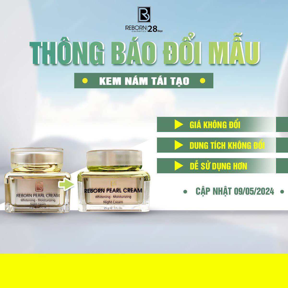 ( Mẫu Mới )Kem Nám Đêm Reborn - Kem Dưỡng Trắng Dành Cho Da Nám Chống Lão Hóa - Ngăn Ngừa Tàn Nhang -  25gr