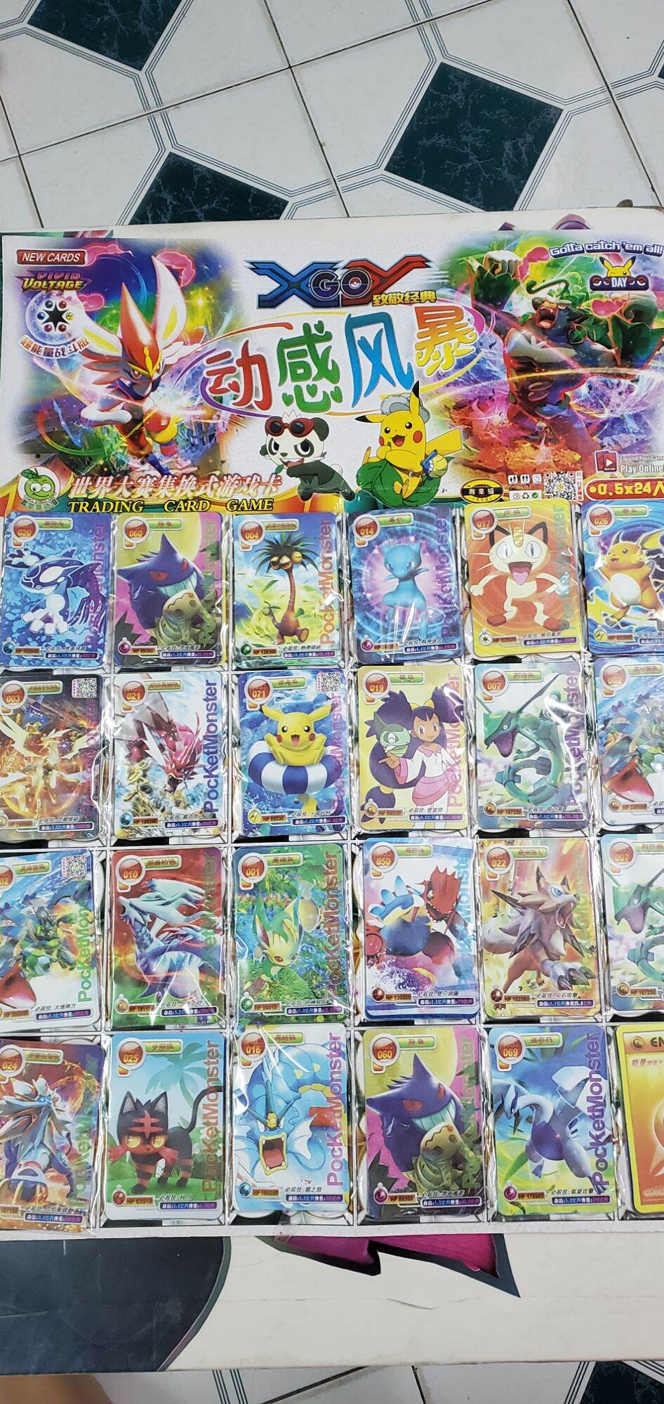 Vỉ 120 thẻ bài pokemon bằng lụa (nhựa dẻo)