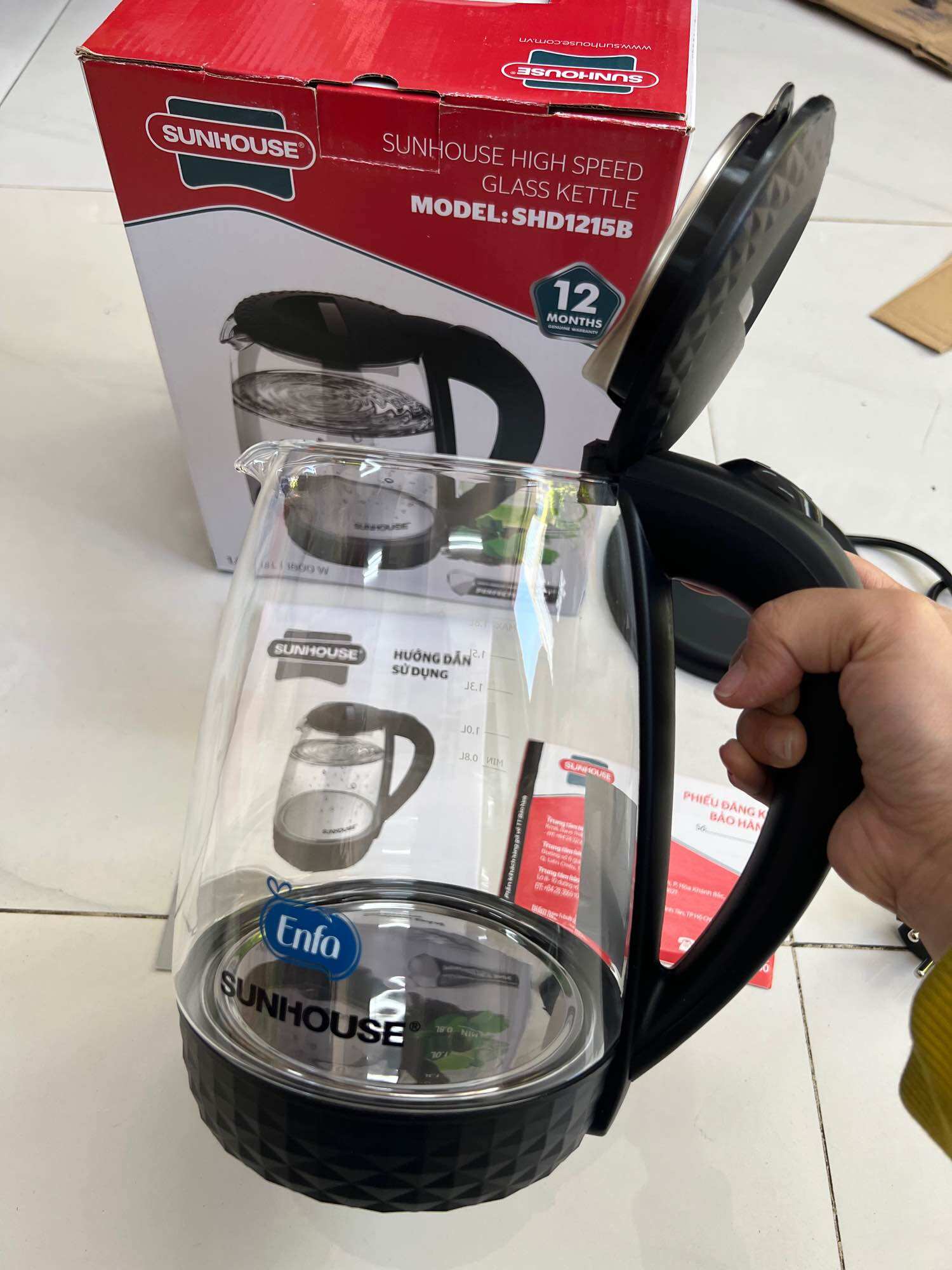 Ấm đun siêu tốc Sunhouse 1,8l - shd1215b