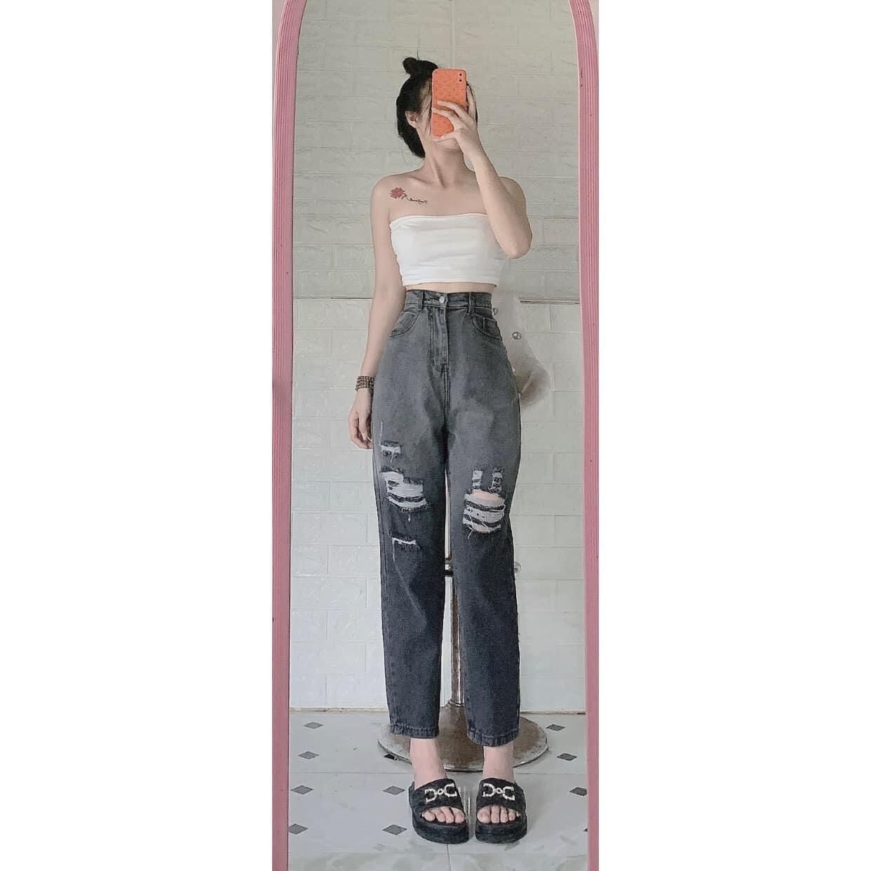 [CHỈ 15 - 17.4 HOÀN TIỀN 15%] Baggy Jeans Lưng Cao Loan Màu Rách