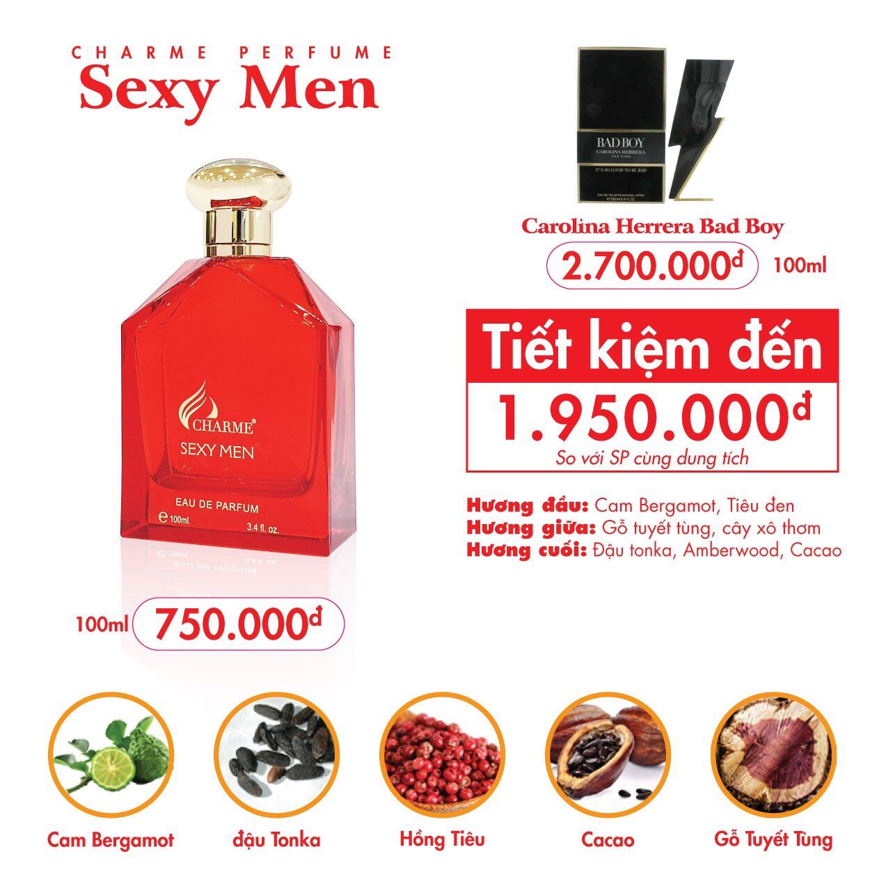 Nước hoa Ruby_Intense - Sexy men - Brave - Desire 100ml