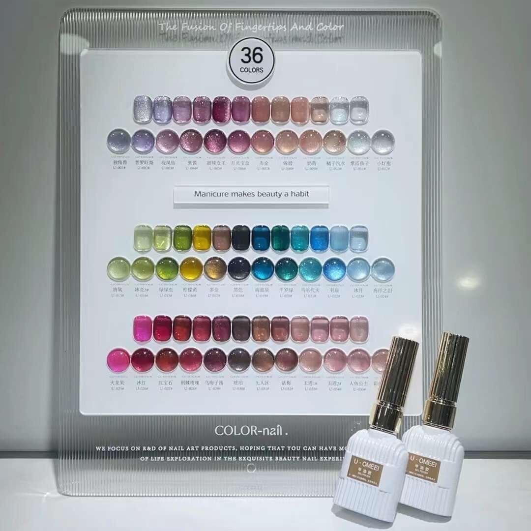 Set sơn gel mắt mèo nhũ kim cương u.omeei 36 màu chai 15ml