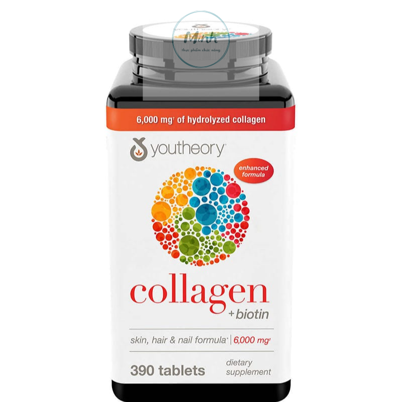 Viên uống đẹp da Collagen Youtheory+ Biotin mỹ 390 viên