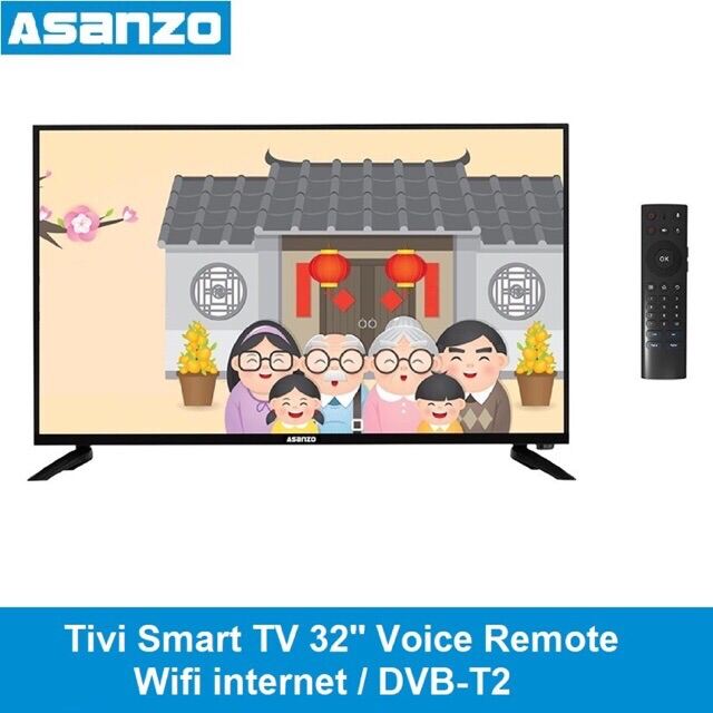 Tivi Smart tv Asanzo 32 inch remote giọng nói wifi internet
