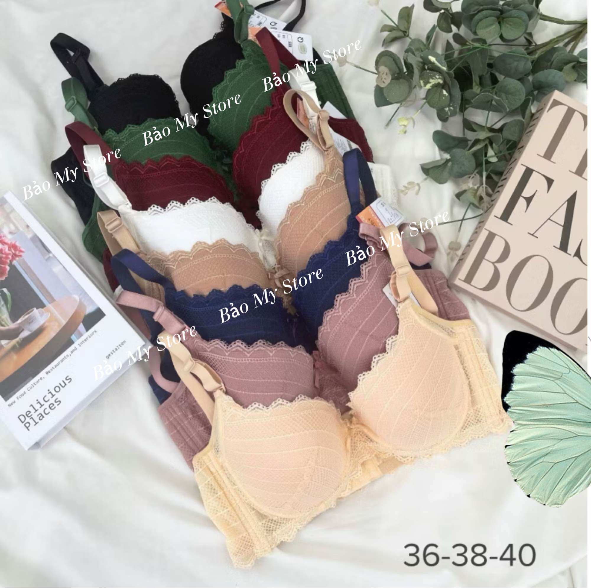 1125 - Áo Lót Lovely Ren Mút ép Mỏng Có Gọng 4 Móc Cài Dành Cho Người Mập Size(34/B75-40/B90)