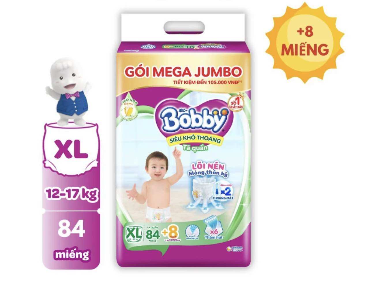 Tã quần Bobby lõi nén thần kì 3mm đủ size