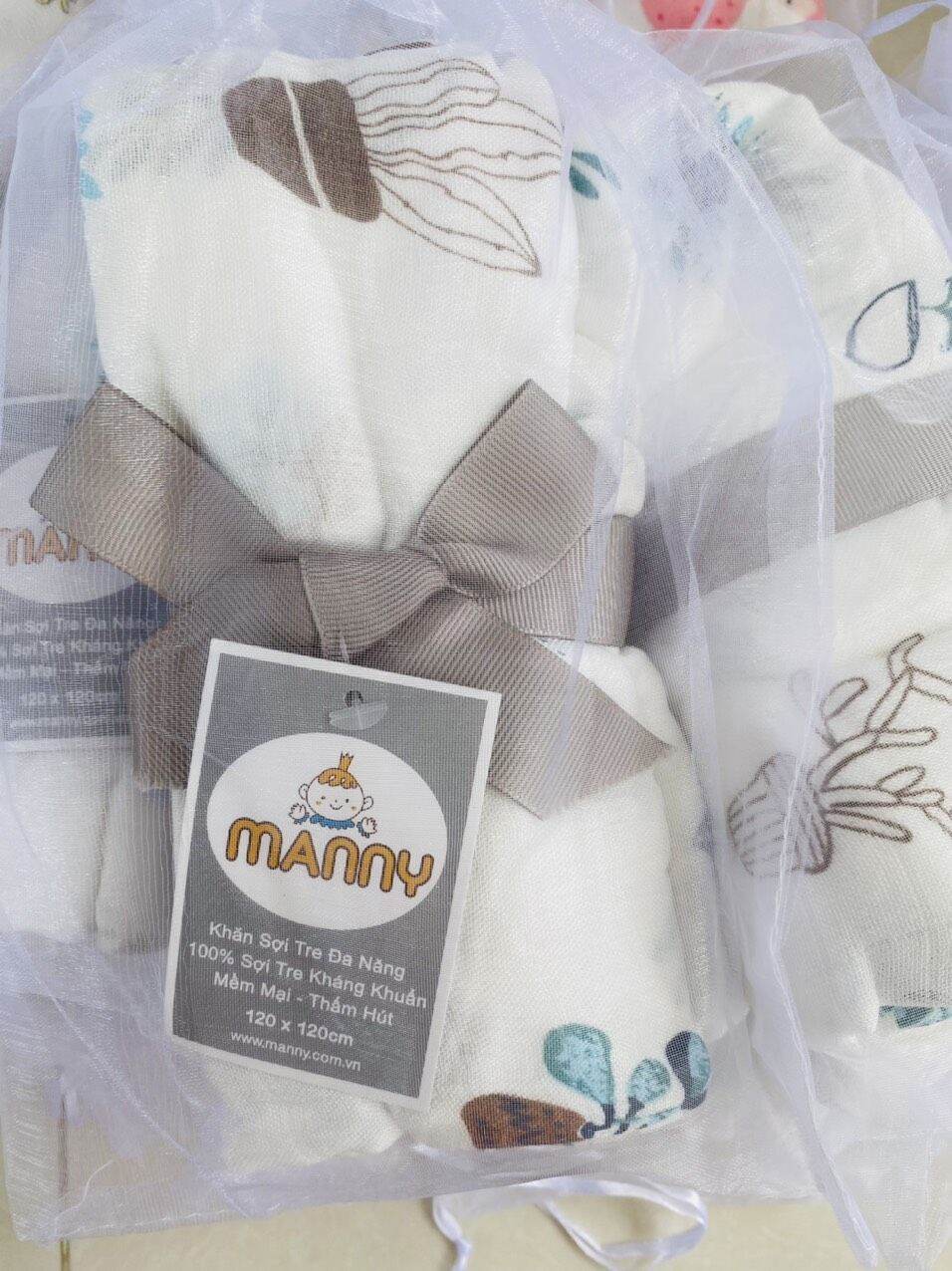 (Chọn Mẫu) Khăn sợi tre aden 100% sợi tre cao cấp Manny-Khăn Tắm Quấn Đa Năng Cho Bé