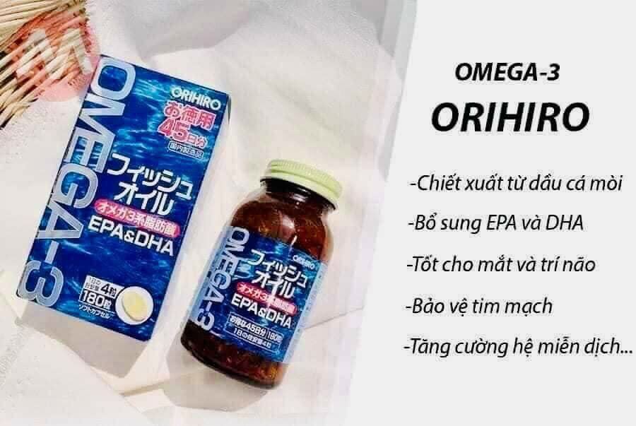 Dầu cá EPA&DHA  OMEGA3 ORIHIRO NHẬT BẢN 180VIÊN