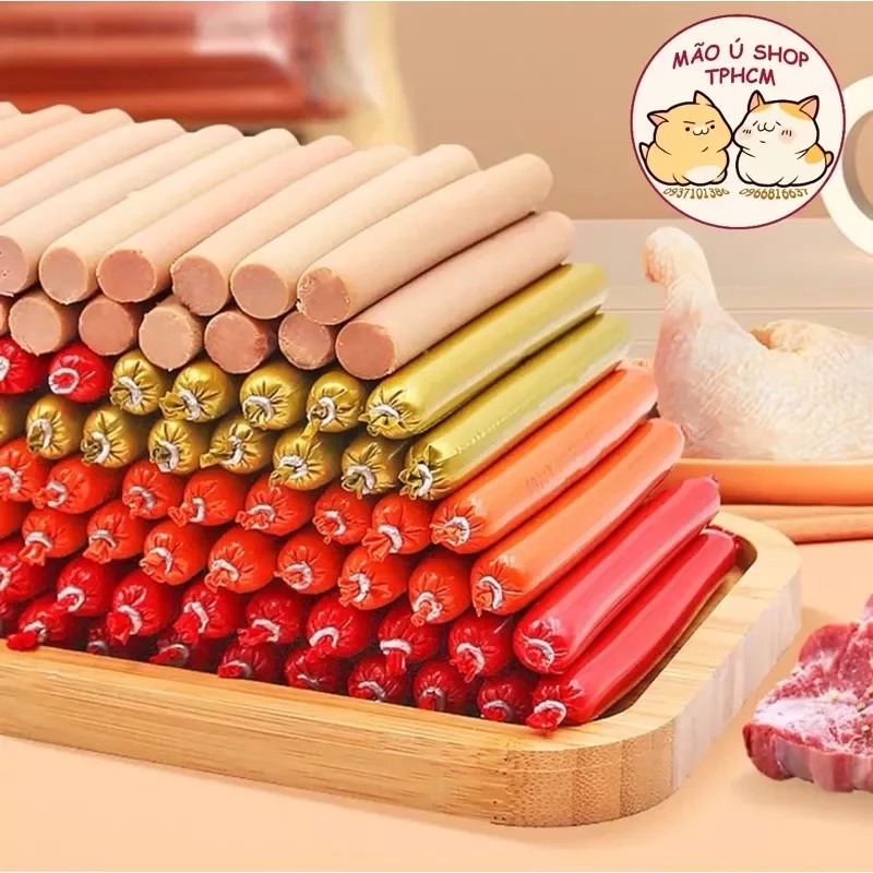 [COMBO 100 - 200 QUE] XÚC XÍCH DINH DƯỠNG CHO CHÓ MÈO