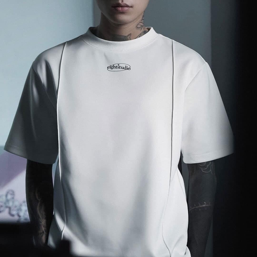 Basic logo tee - áo thun unisex tay ngắn màu trắng/đen thun poly ít nhăn eight studio