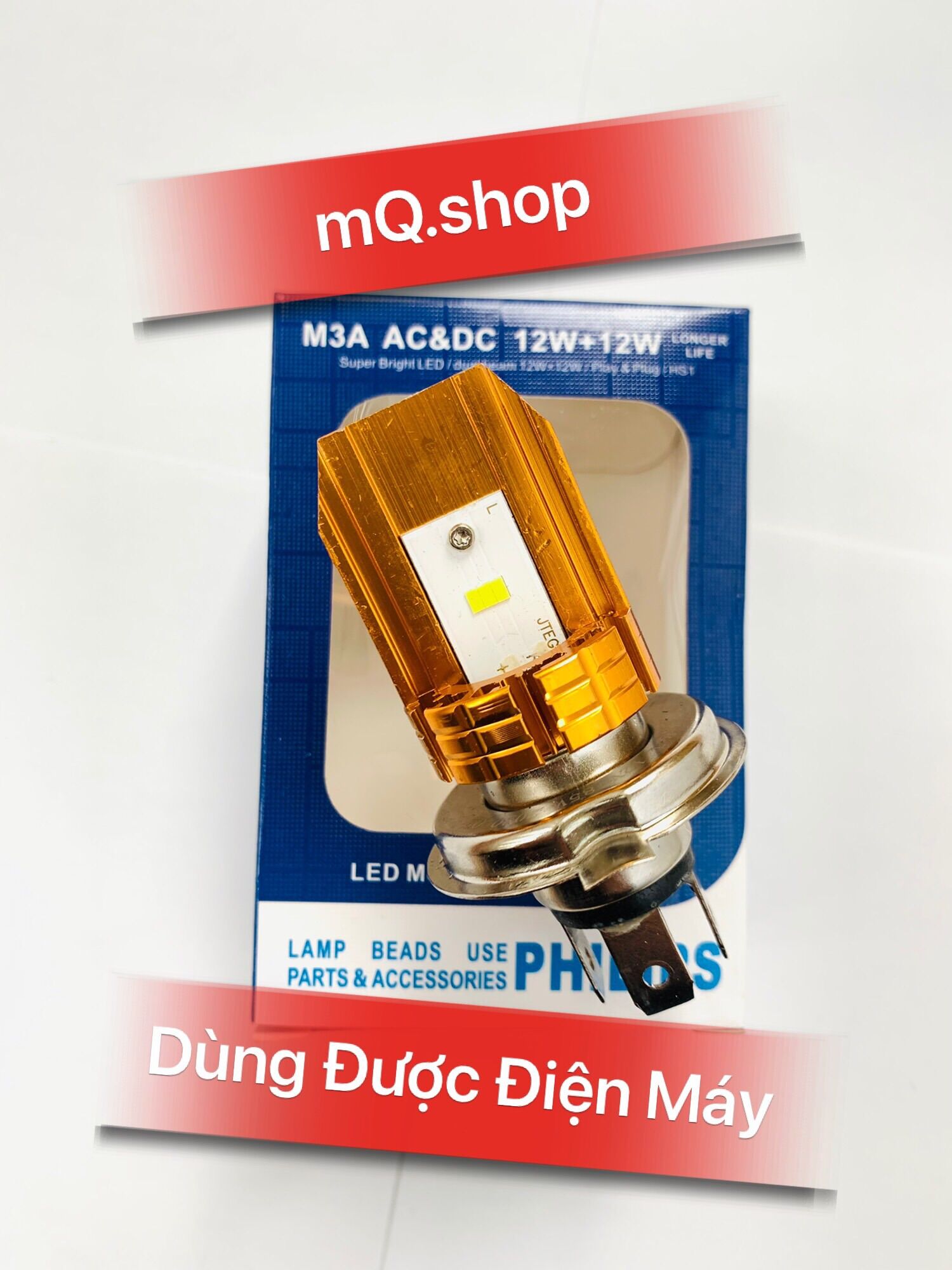 ĐÈN PHA LED SIÊU SÁNG TIẾT KIỆM ĐIỆN PHILIP CHÂN H4 24W LẮP ĐƯỢC ĐIỆN MÁY BẢO HÀNH 06 THÁNG mQ.shop