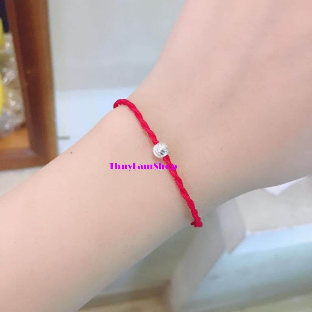 Vòng chỉ đỏ Mic bi bạc may mắn bình an