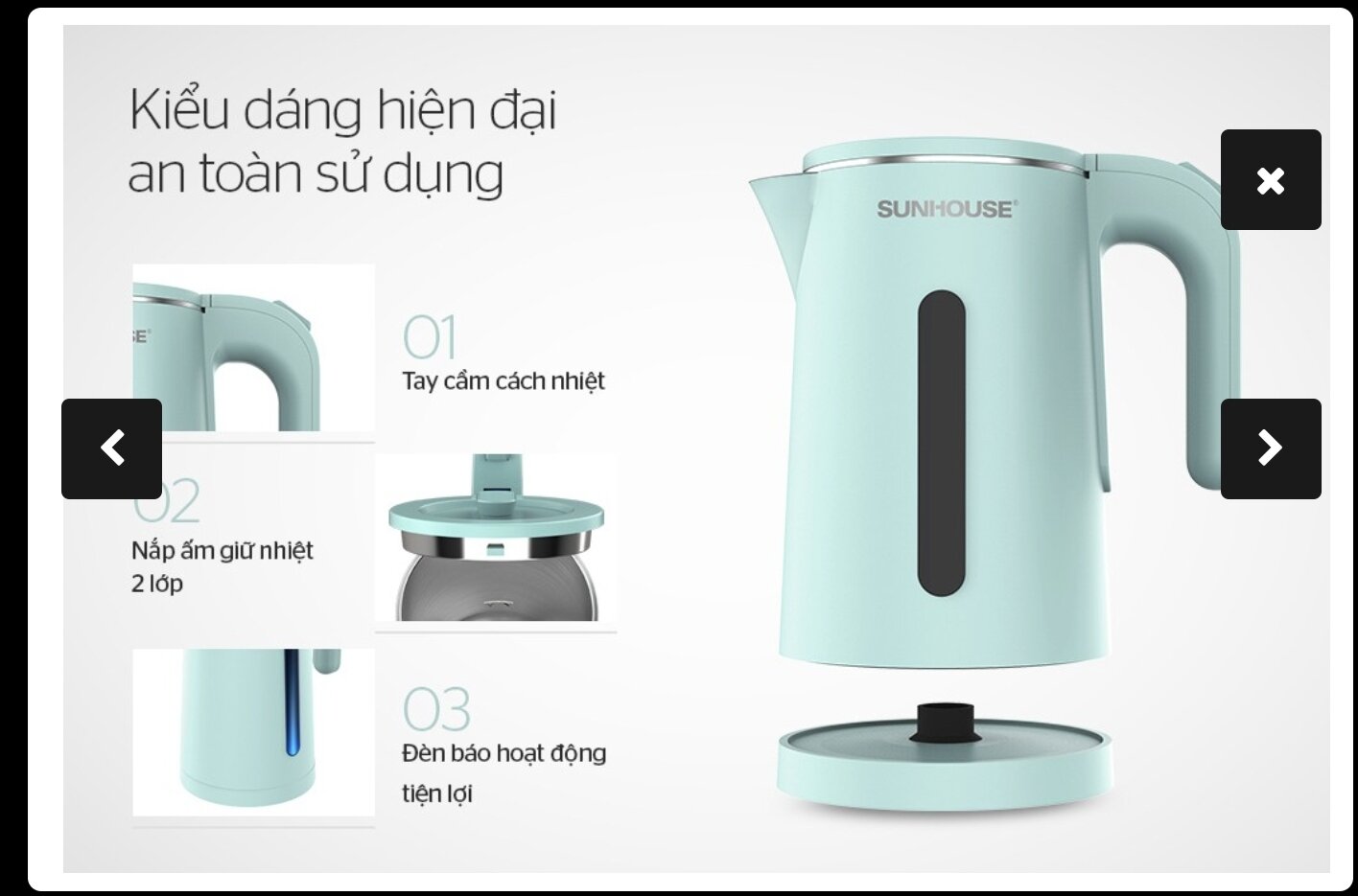 Ấm siêu tốc sunhouse shd-1351 1.8L