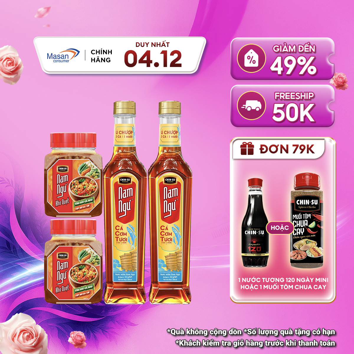   04.12 Voucher 18% CHO ĐƠN TỪ 199K  Combo 2 Kho Quẹt Nam Ngư Tôm Khô Cà Mau Tóp Mỡ Ba Chỉ 200gr + 2 Nước mắm Nam Ngư Cá Cơm Tươi chai thủy tinh 500ml 