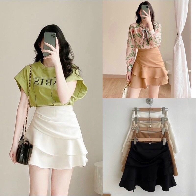 (SHOP BIGSIZE nữ 50kg đến 90kg) chân váy đuôi cá xếp tầng