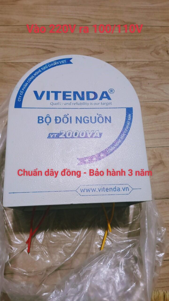 Bộ đổi nguồn vào 220v ra 100/110v công suất 2000va vitenda chuẩn dây đồng dùng cho điều hoà, máy giặt nhật bãi dùng điện 110v