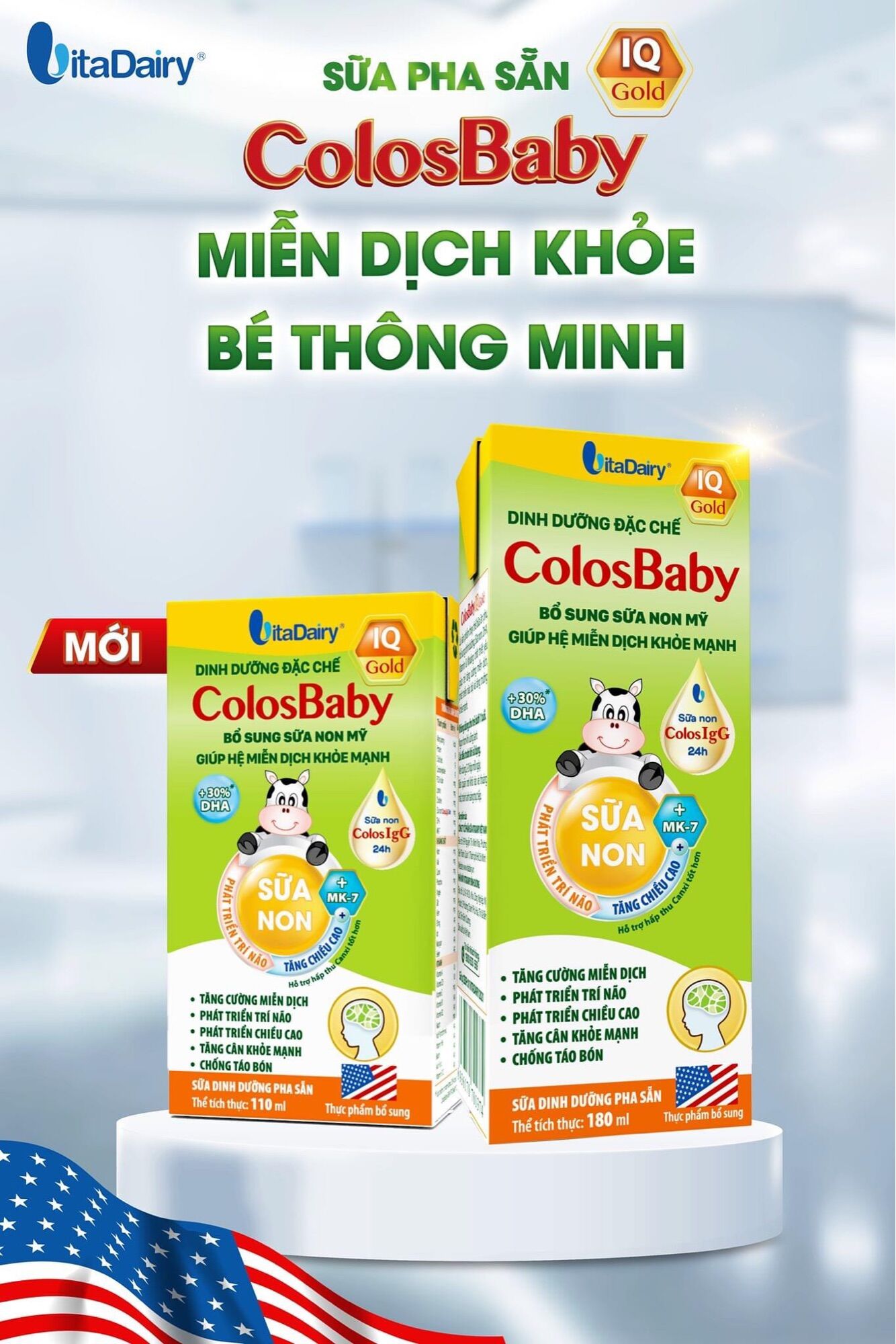 Sữa bột pha sẵn Colos Baby IQ 180ml ( Thùng 48 hộp)