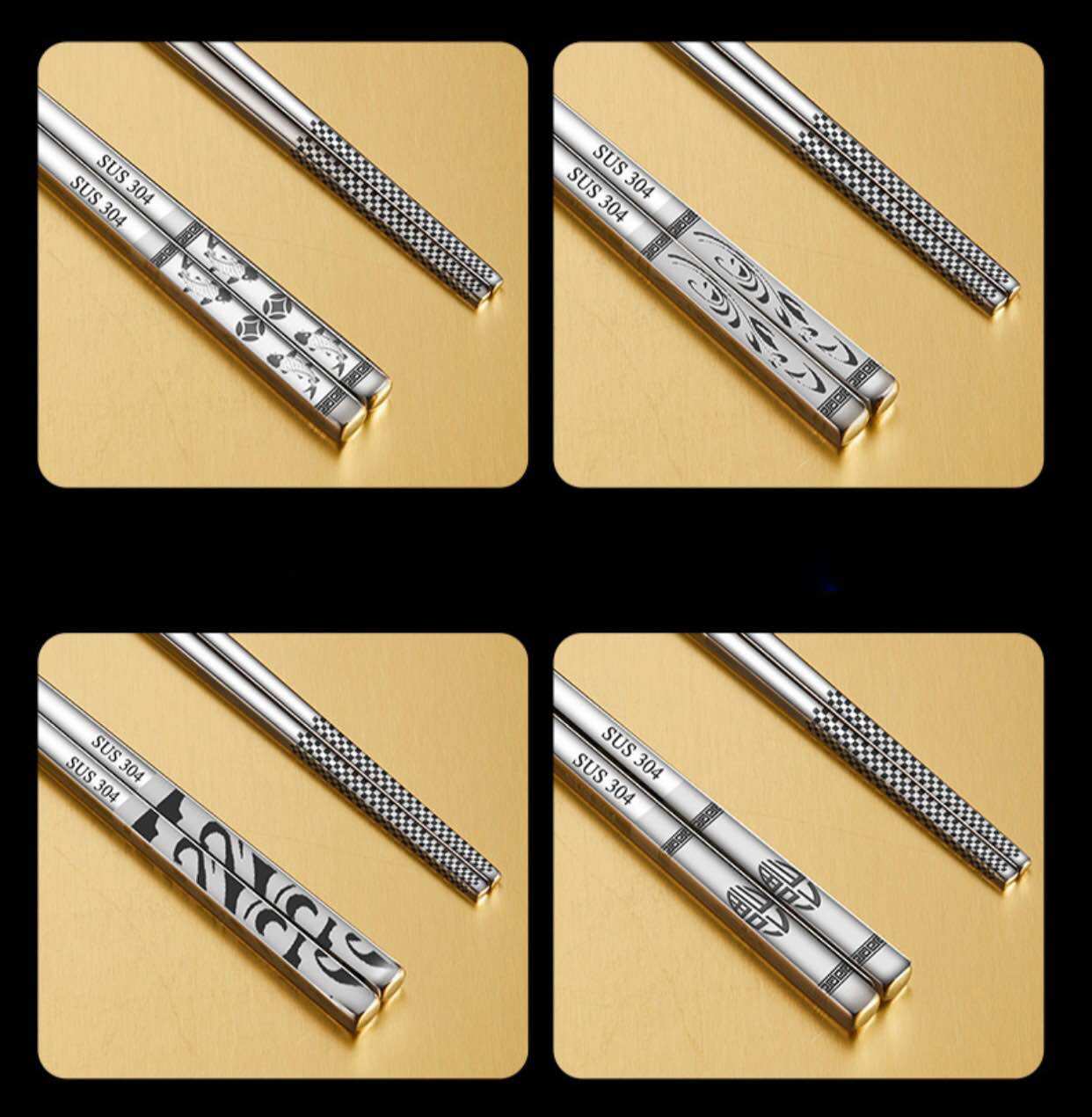 Set 5 đôi đũa inox 304/316 cao cấp có hộp