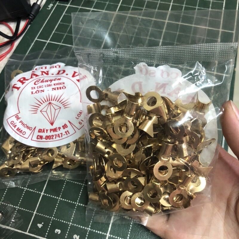 Gói 100 cos 6 ly đồng loại dày, dây bấm 6 li