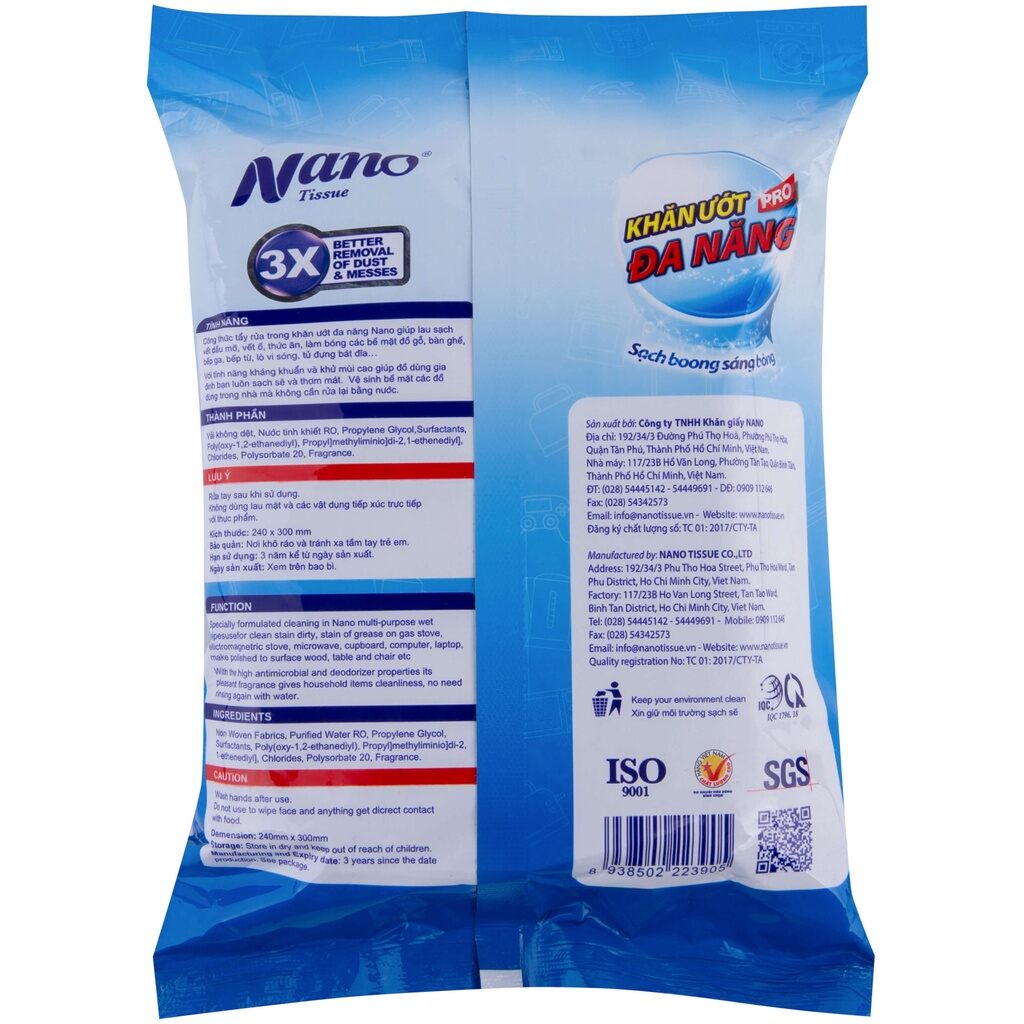 KHĂN ƯỚT ĐA NĂNG NANO 30 miếng